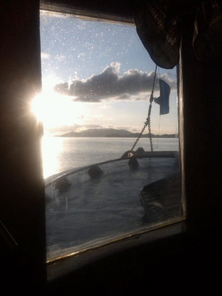 Emerging from grenville channel straight into the sun.