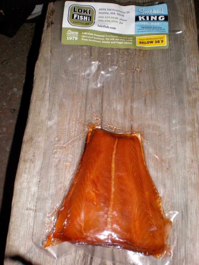 A tail piece of smoked king.